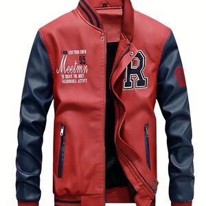 SOLD‼️ Faux leather Varsity Jacket